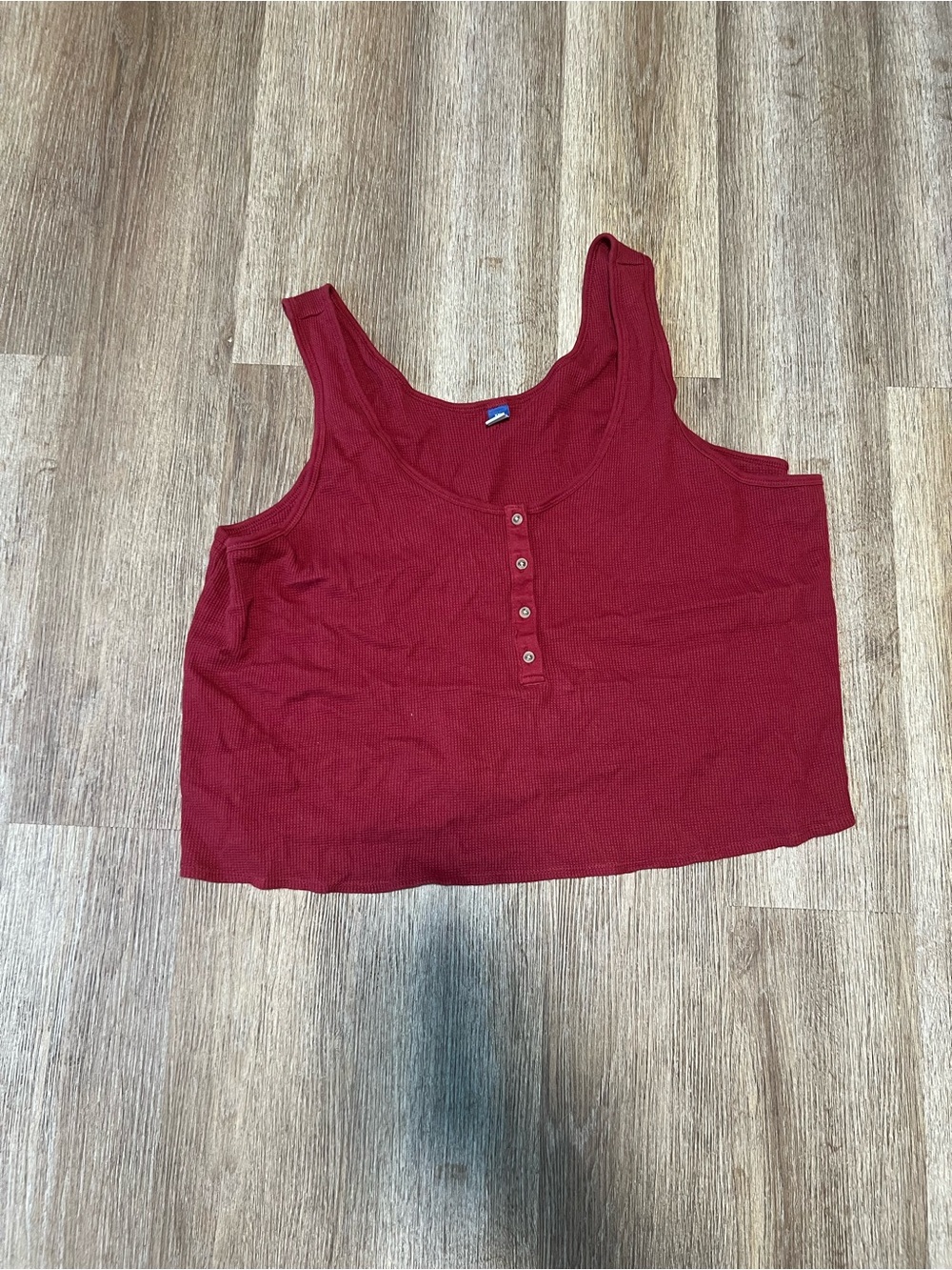 Old Navy Ribbed Button-Front Red Crop Tank